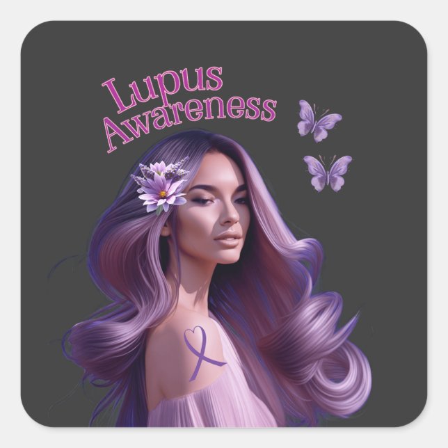 Beautiful Lady Lupus Awareness Square Sticker (Front)