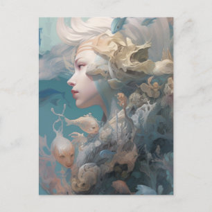 Beautiful Lady of the Sea with Fish Postcard