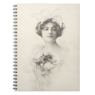 Beautiful Lady with a Rose Floral Notebook