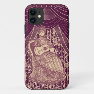 Beautiful lady with guitar iPhone 11 case