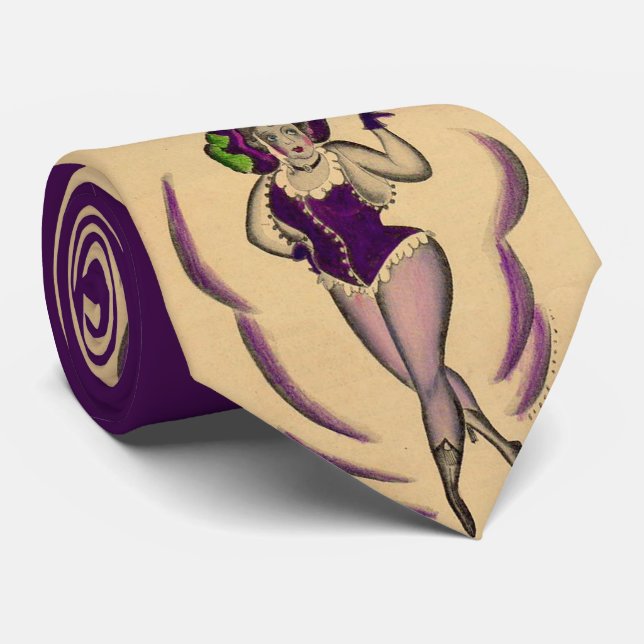 beautiful lady with trained bird print tie (Rolled)