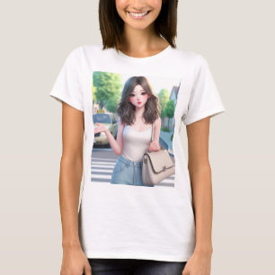 Beautiful Lady with Wavy Hair 4 T-Shirt