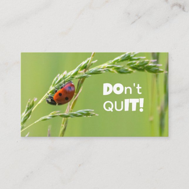Beautiful ladybug with motivational quote business card (Front)