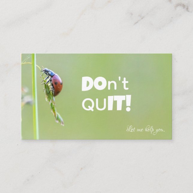 Beautiful ladybug with motivational quote business card (Front)
