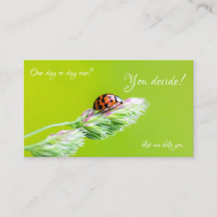 Beautiful ladybug with positive motivational quote business card