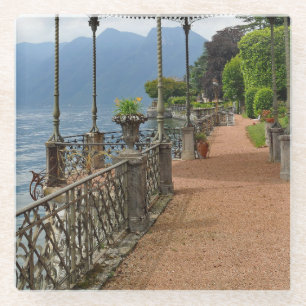 Beautiful Lake Como Italy Garden Terrace Glass Coaster