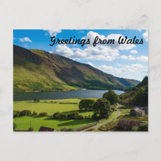 Beautiful Lake in Snowdonia at Summer Postcard