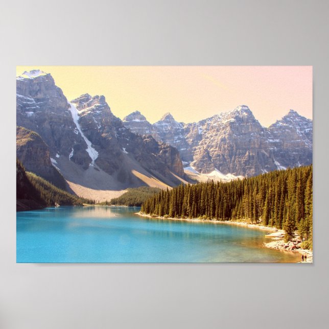 Beautiful Lake Moraine and The Mountains in Canada Poster (Front)