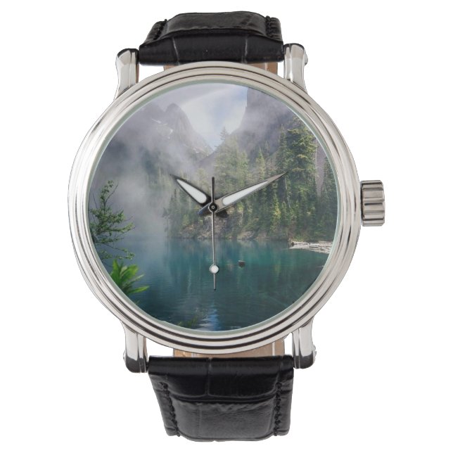 Beautiful Lake Mountain Photo Wrist Watch (Front)
