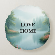 Beautiful Lake Round Pillow
