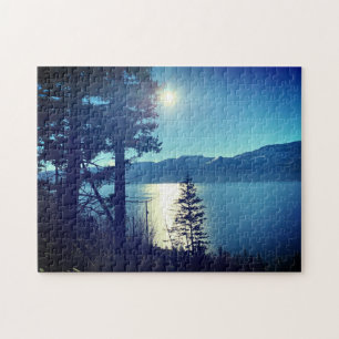 Beautiful Lake Water Trees Sun Landscape Scenery Jigsaw Puzzle