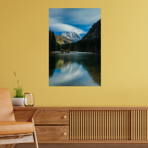 Beautiful lake with mountains Zgornje Jezersko Slo Poster