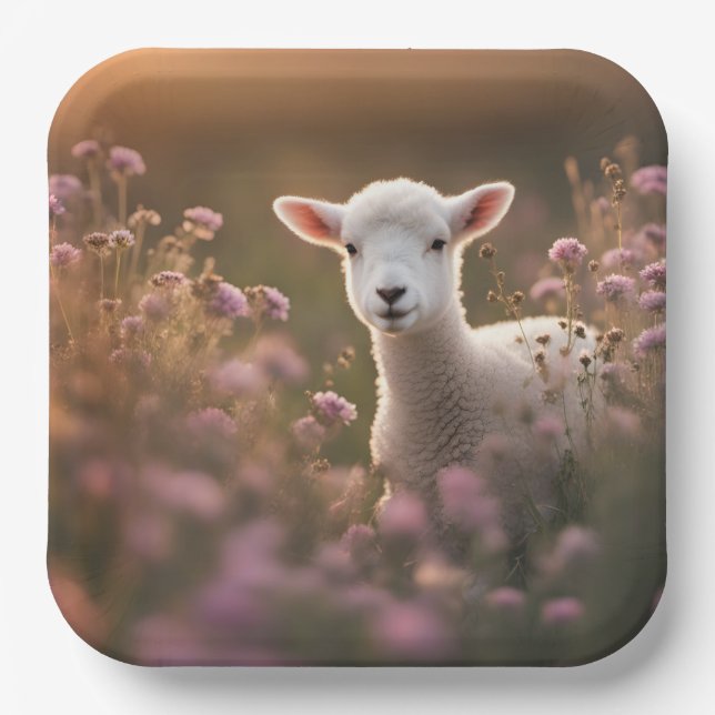 Beautiful Lamb Paper Plate (Front)