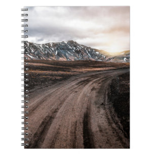 Beautiful Landmanalaugar gravel dust road way on h Notebook