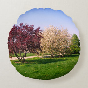 Beautiful Landscape and Trees Round Pillow