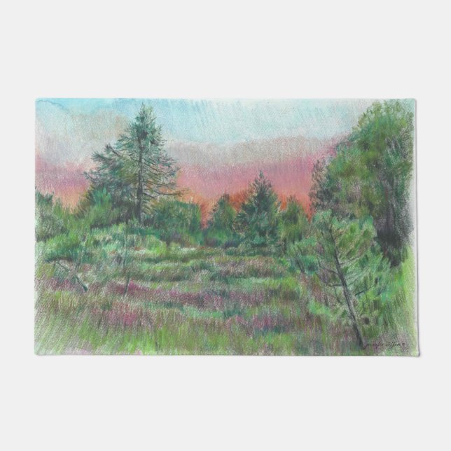 Beautiful Landscape Art Trees Pink Sky Doormat (Front)