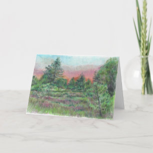Beautiful Landscape Art Trees Pink Thank You Card