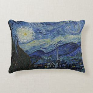 Beautiful Landscape Blue Night Sky Golden Stars Accent Pillow