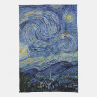 Beautiful Landscape Blue Night Sky Golden Stars Kitchen Towel