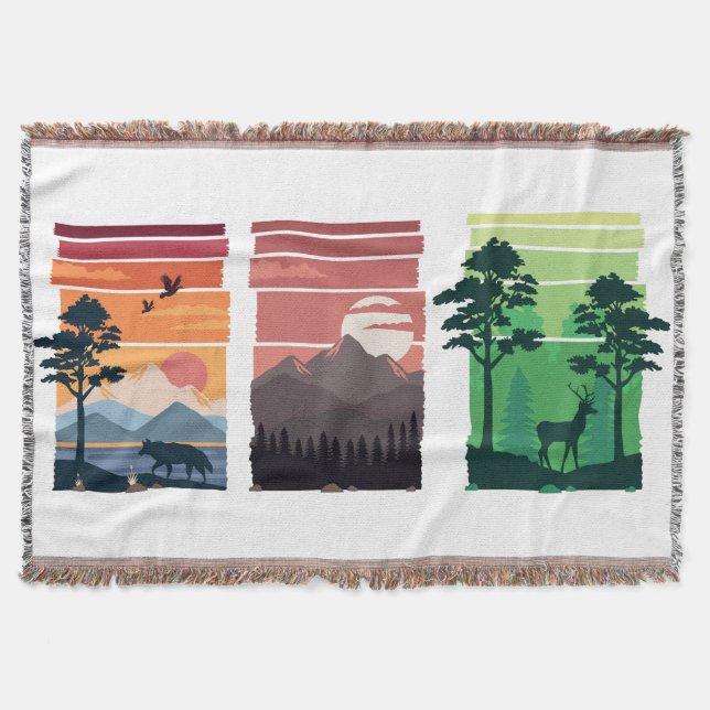 Beautiful landscape scenes throw blanket (Front)