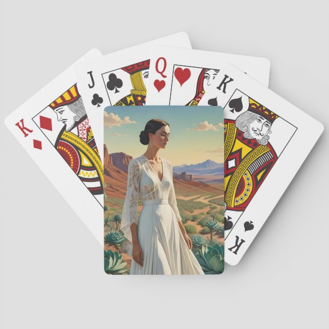 Beautiful Landscape with a Woman Spiritual Art Playing Cards (Back)