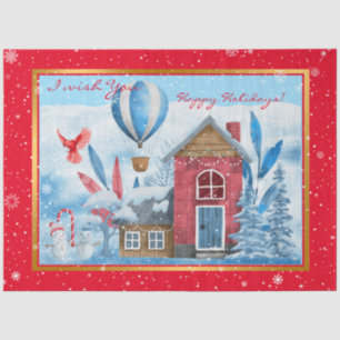 Beautiful Landscape With Snowman Customize Tissue Paper