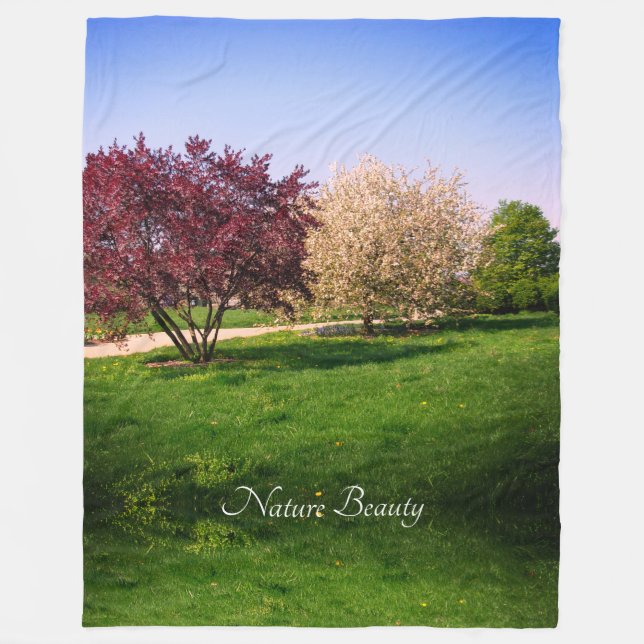 Beautiful Landscape with Trees Large Fleece Blanket (Front)