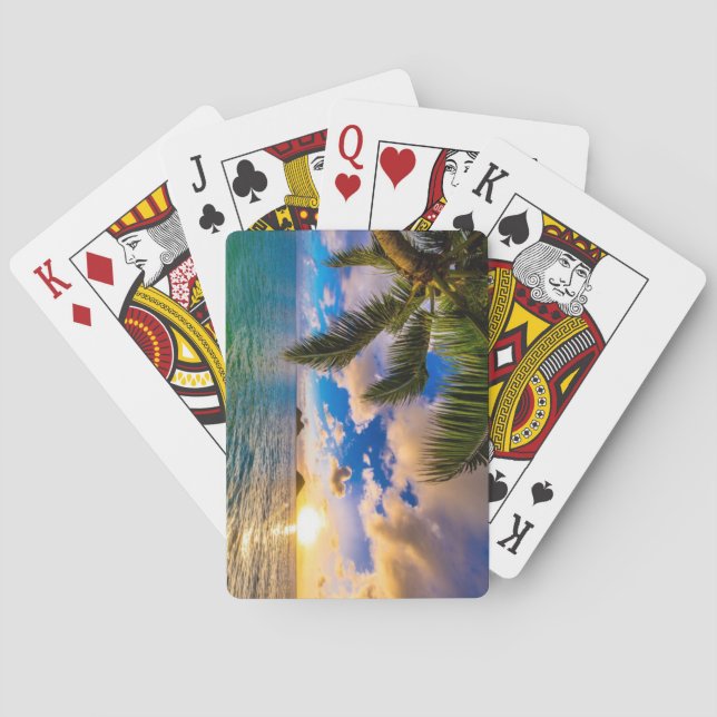 Beautiful Lanikai Beach Hawaii Playing Cards (Back)