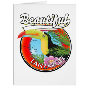 Beautiful Lanzarote travel patch. Postcard