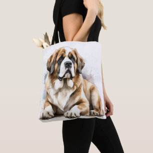 BEAUTIFUL LARGE SAINT BERNARD DOG TOTE BAG