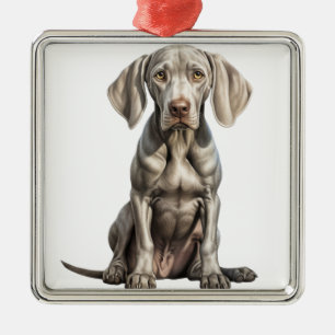 BEAUTIFUL LARGE WEIMERANER PUPPY DOG METAL ORNAMENT