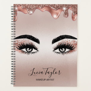 Beautiful lashes eyes rose gold drips makeup girly planner