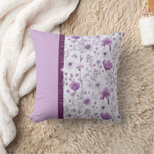 Beautiful lavender and pink floral throw pillow