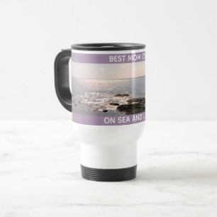 Beautiful Lavender Best Mom Ever Photo of Ocean Travel Mug