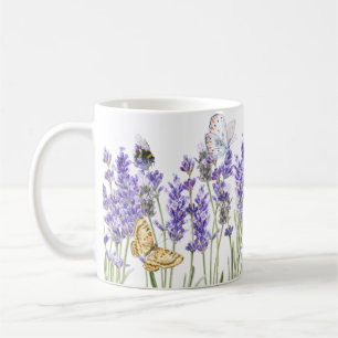 Beautiful Lavender Butterflies Floral Coffee Mug