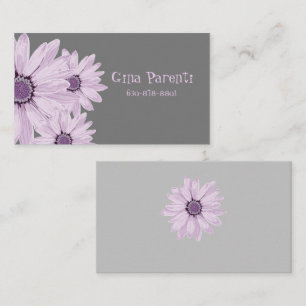 Beautiful Lavender Daisies on Grey  Business Card