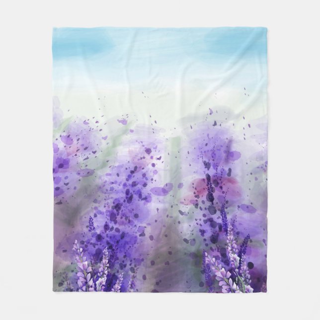 Beautiful lavender field fleece blanket (Front)