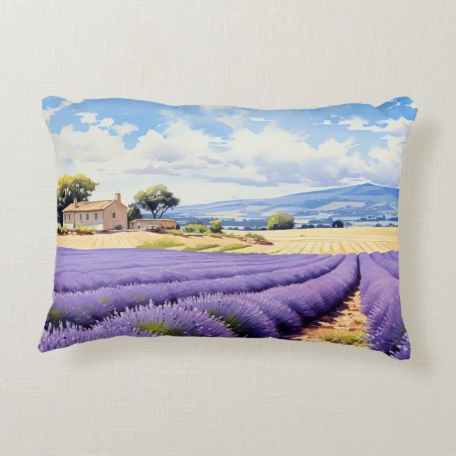 Beautiful lavender field in Provence  Accent Pillow (Back)