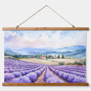Beautiful lavender fields watercolours hanging tapestry