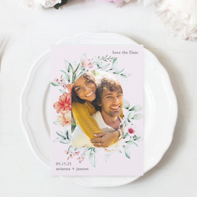 Beautiful Lavender Floral Arch Photo Wedding Save The Date (Creator Uploaded)