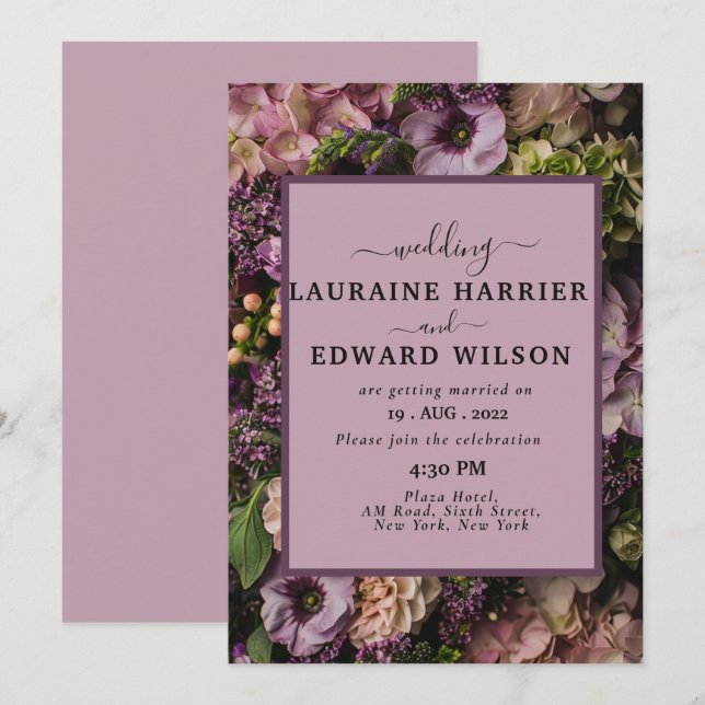 Beautiful lavender flower design invitation (Front/Back)