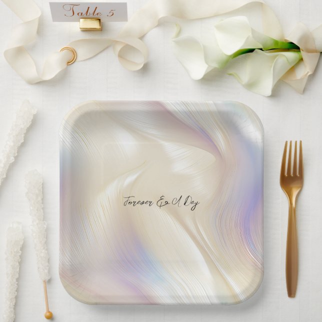Beautiful Lavender Ivory Pearl Wedding  Paper Plate (Wedding)