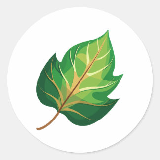 beautiful leaf illustration classic round sticker