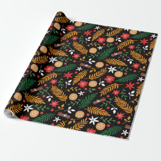 Beautiful leaf pattern in black for Christmas  Wra Wrapping Paper