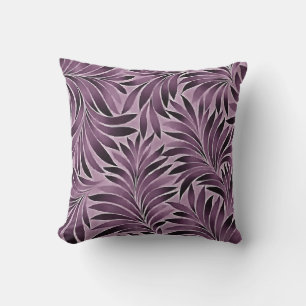 Beautiful Leaves in Aubergine Purple Throw Pillow