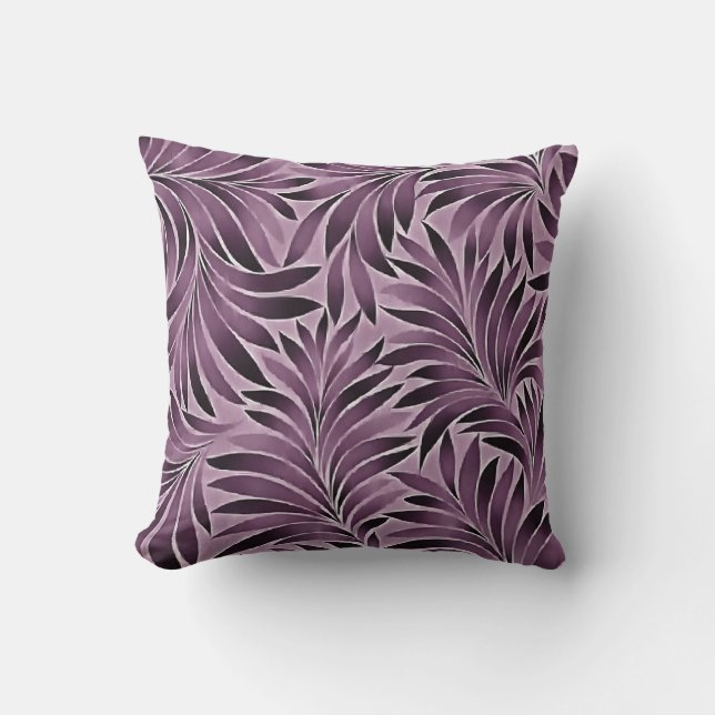 Beautiful Leaves in Aubergine Purple Throw Pillow (Front)