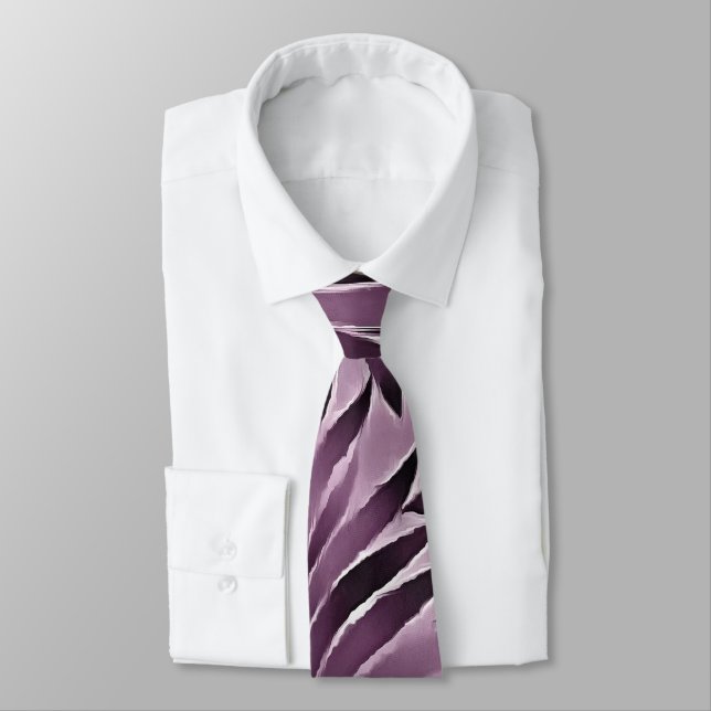 Beautiful Leaves in Aubergine Purple Tie (Tied)