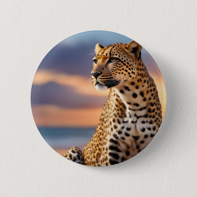 Beautiful Leopard 2 Inch Round Button (Front)