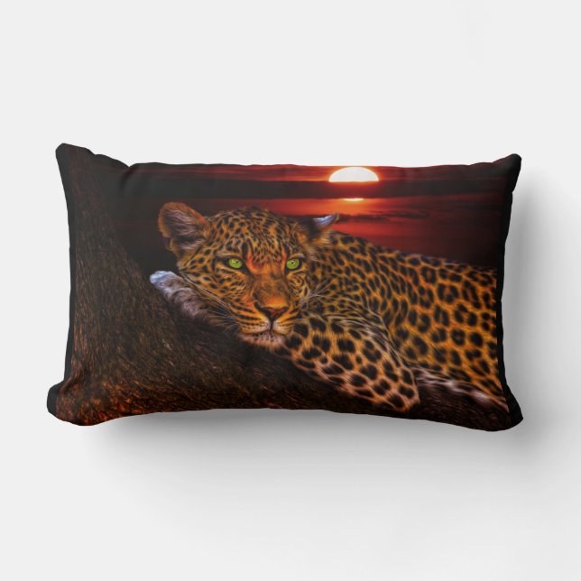 Beautiful Leopard at Sunset Lumbar Pillow (Front)