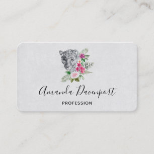 Beautiful Leopard Head Portrait in Watercolor Business Card
